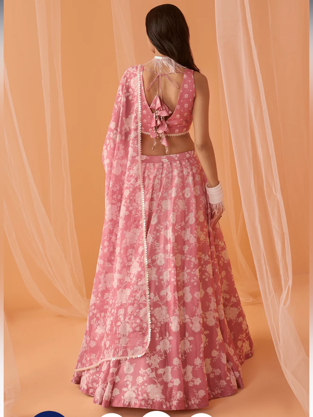 Dusty Pink White Floral Printed Lehenga — image 4 of 7
